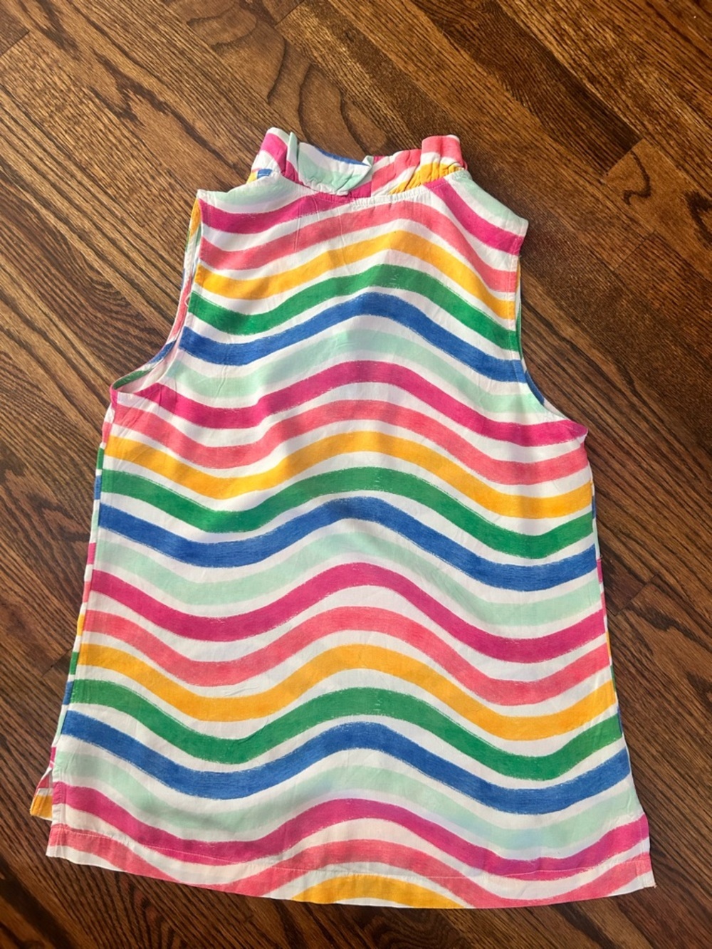 Crown & Ivy Ruffle V Neck Colorful Sleeveless Stripe Blouse Colorful Size Small - Picture 3 of 4